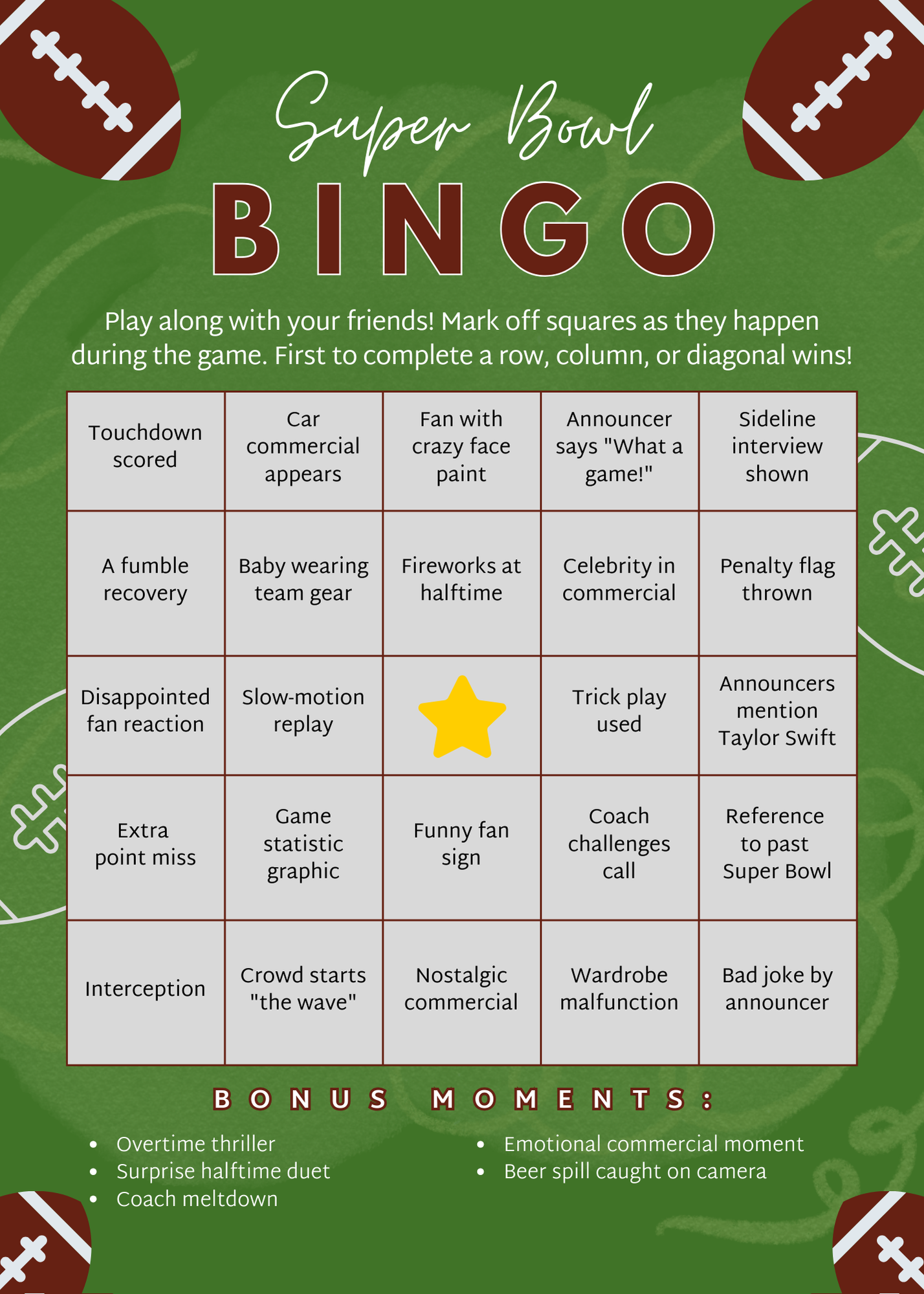 free super bowl printables: bingo, squares & games for kids